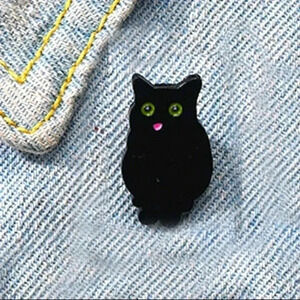 Funny black cat enamel pin brooch charm purse bag decor satchel womens j…